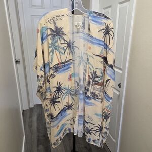 Vintage Jc Sunny Tropical Palm Kimono